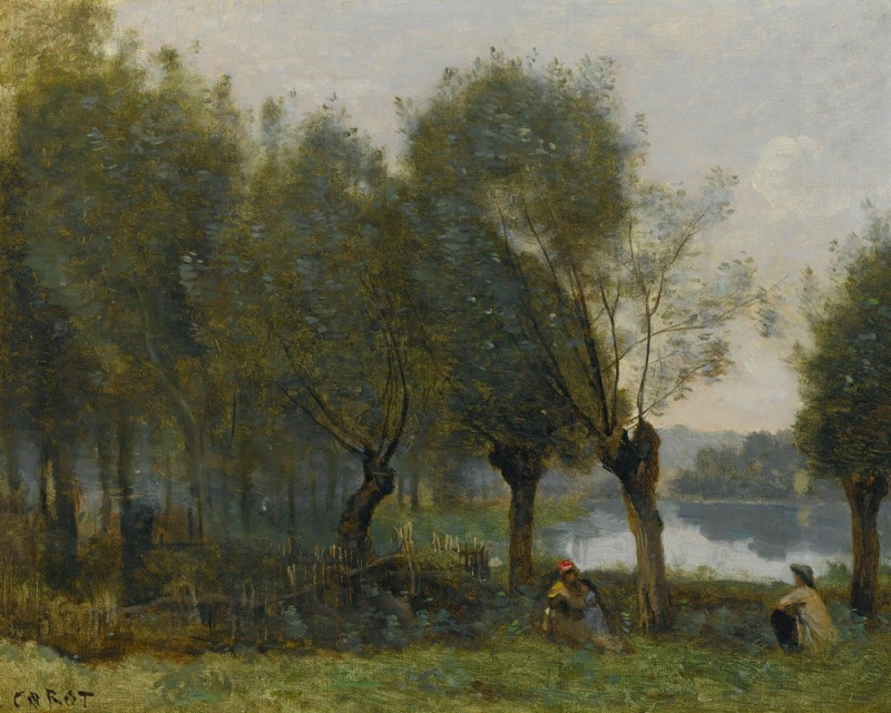 Montgeron-Saulaie Au Bord De L’eau reproduction of painting by Jean-Baptiste-Camille Corot. ALL GICLEE PRINTS