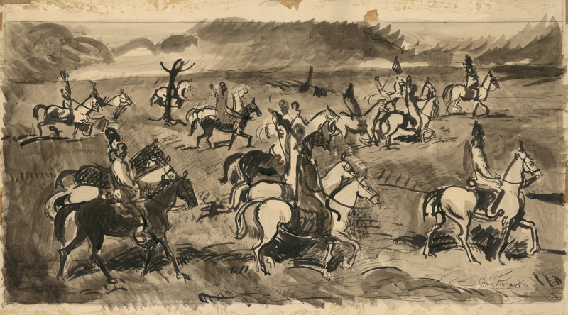 Riders (1941) reproduction of painting by Cyprián Majerník. ALL GICLEE PRINTS