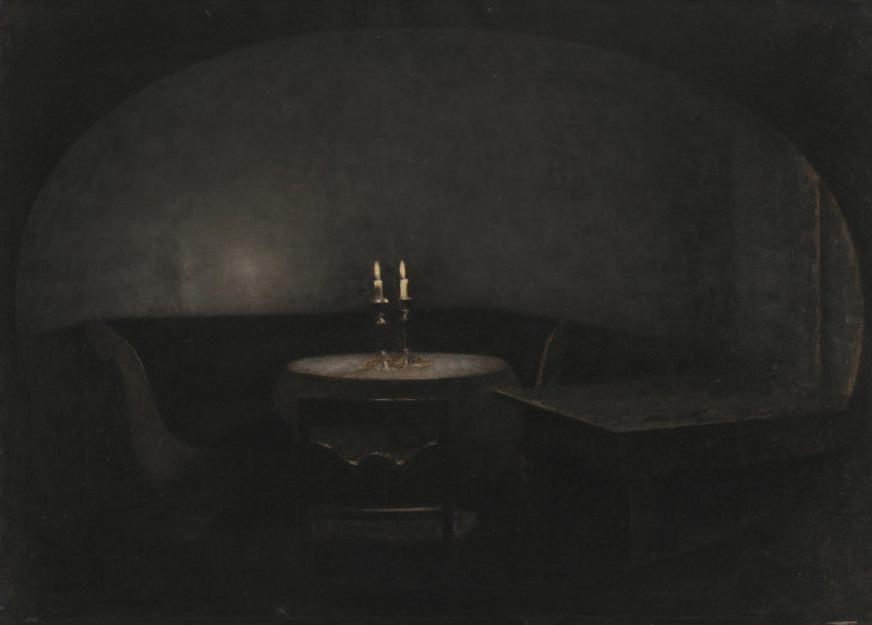 Vilhelm Hammershøi reprodukcija Interior. Artificial Light (1909), VISOS REPRODUKCIJOS , paveikslai, reprodukcijos internetu