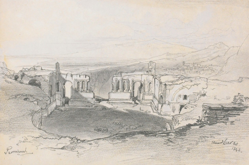 Edward Lear reprodukcija The Amphitheatre, Taormina, Sicily (1842), VISOS REPRODUKCIJOS , paveikslai, reprodukcijos internetu