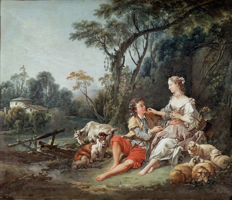 Pense-t-il aux raisins (1747) reproduction of painting by Francois Boucher. ALL GICLEE PRINTS