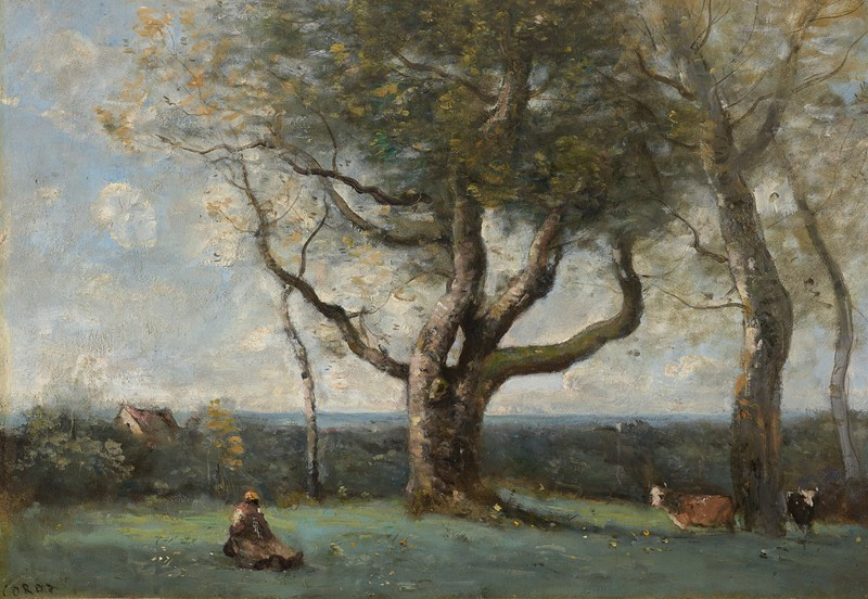 Le gros arbre (environs de Gournay) (1865-1870) reproduction of painting by Jean-Baptiste-Camille Corot. ALL GICLEE PRINTS