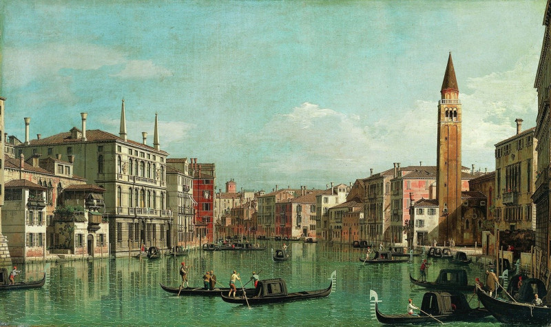 The Grand Canal, Venice, Looking Southeast, with the Campo della Carità to the Right (1730s) reproduction of painting by Cana...