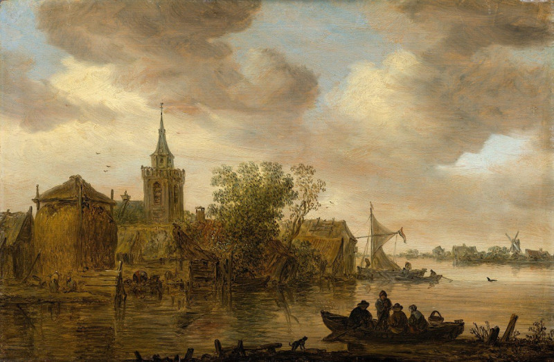 River View with Church and Farmhouse (1653) reproduction of painting by Jan van Goyen. ALL GICLEE PRINTS