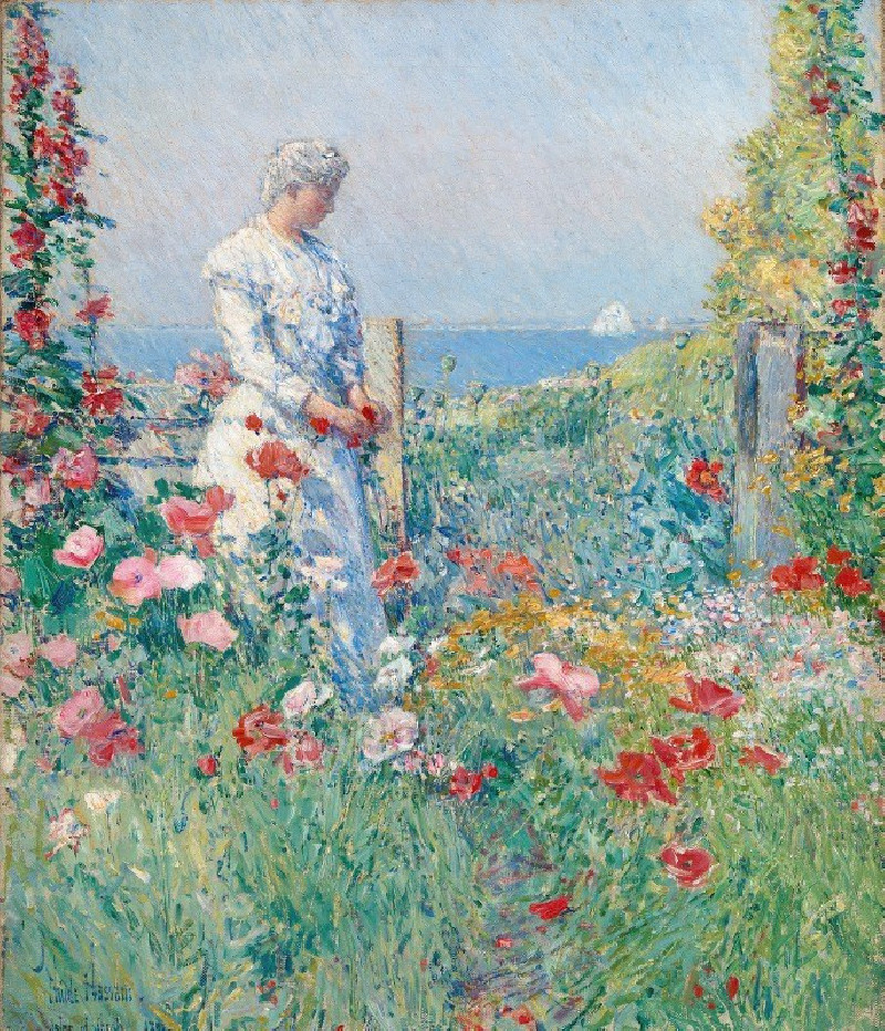 In the Garden (Celia Thaxter in Her Garden) (1892) reproduction of painting by Childe Hassam. ALL GICLEE PRINTS