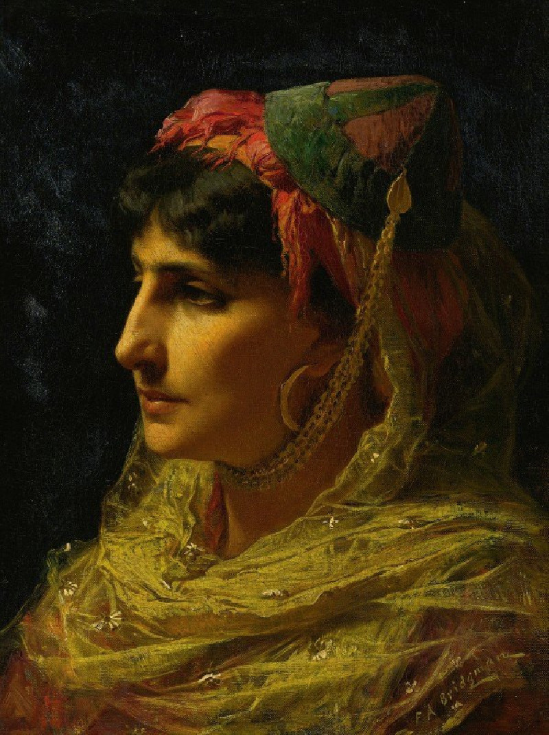 Portrait Of A Woman reproduction of painting by Frederick Arthur Bridgman. ALL GICLEE PRINTS