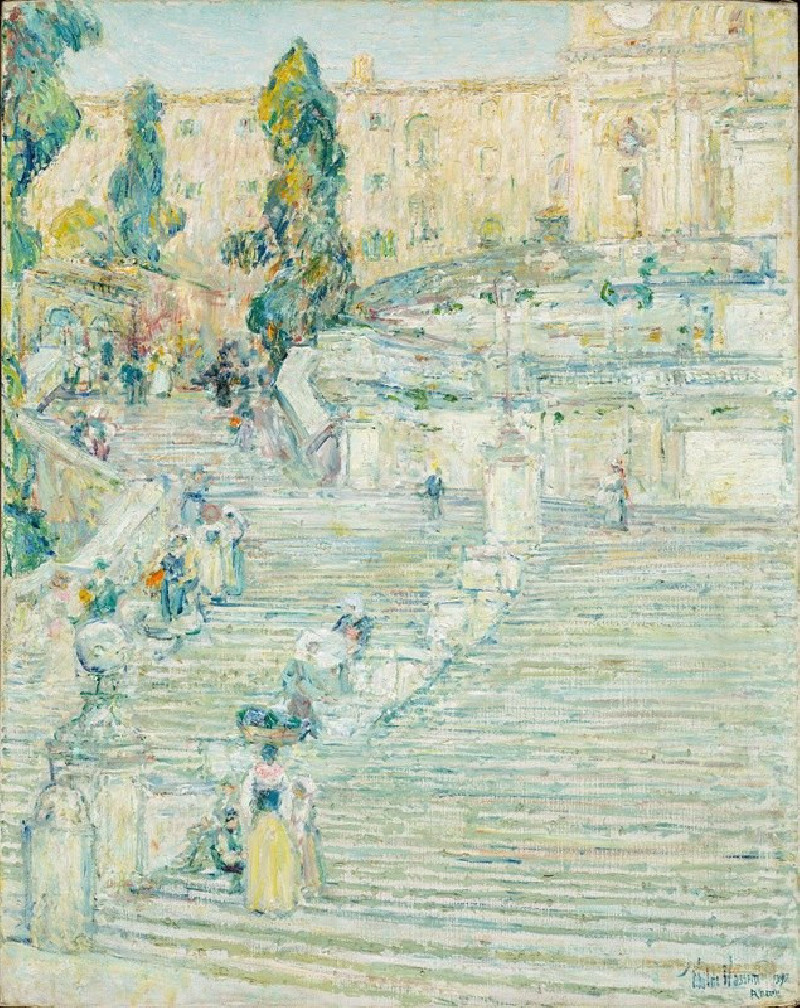 The Spanish Stairs, Rome (1897) reproduction of painting by Childe Hassam. ALL GICLEE PRINTS