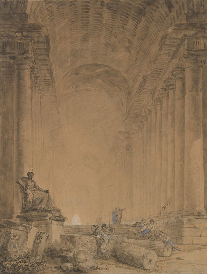 Figures in a Colonnade (ca. 1780) reproduction of painting by Hubert Robert. ALL GICLEE PRINTS