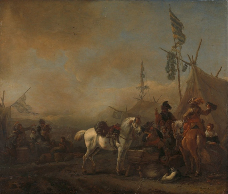 An Army Camp (c. 1662 - c. 1664) reproduction of painting by Philips Wouwerman. ALL GICLEE PRINTS