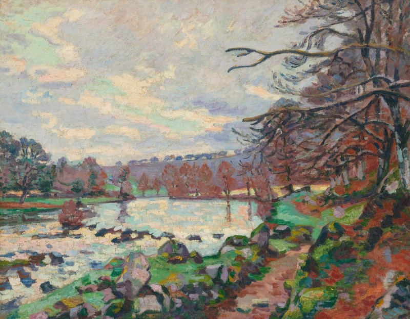 Barrage De Genetin, Crozant (circa 1898) reproduction of painting by Armand Guillaumin. ALL GICLEE PRINTS