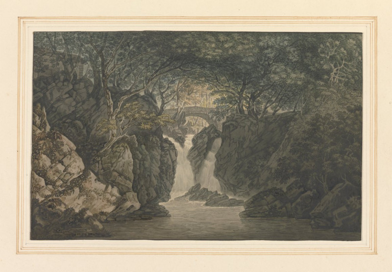 Lower waterfall Rydal reproduction of painting by Joseph Farington. ALL GICLEE PRINTS