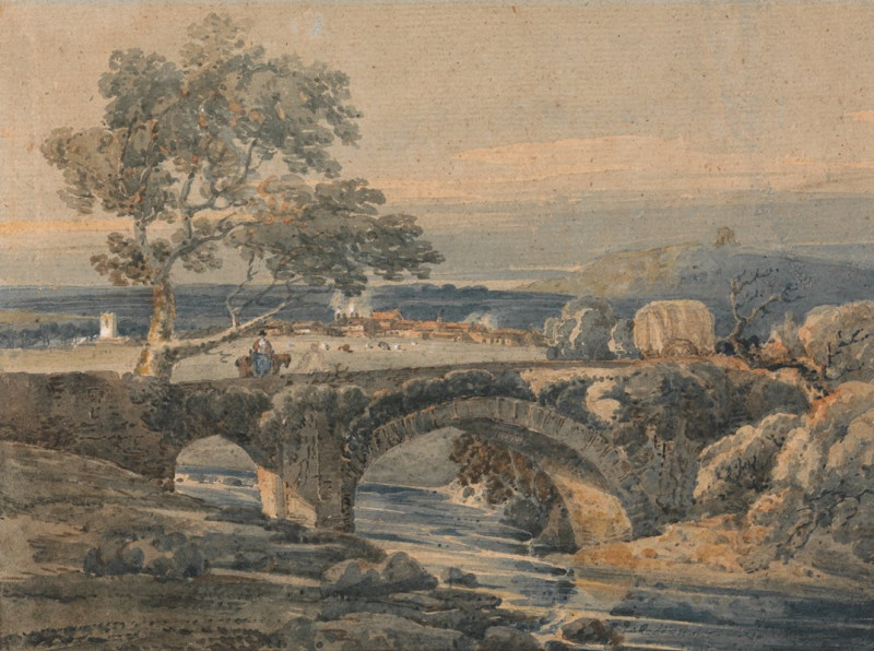 The Old Bridge in Devon (between 1797 and 1801) reproduction of painting by Thomas Girtin. ALL GICLEE PRINTS