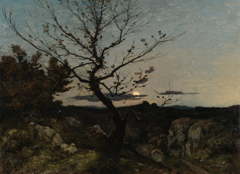 Clair de lune aux environs de Marseille (1889) reproduction of painting by Henri-Joseph Harpignies. ALL GICLEE PRINTS