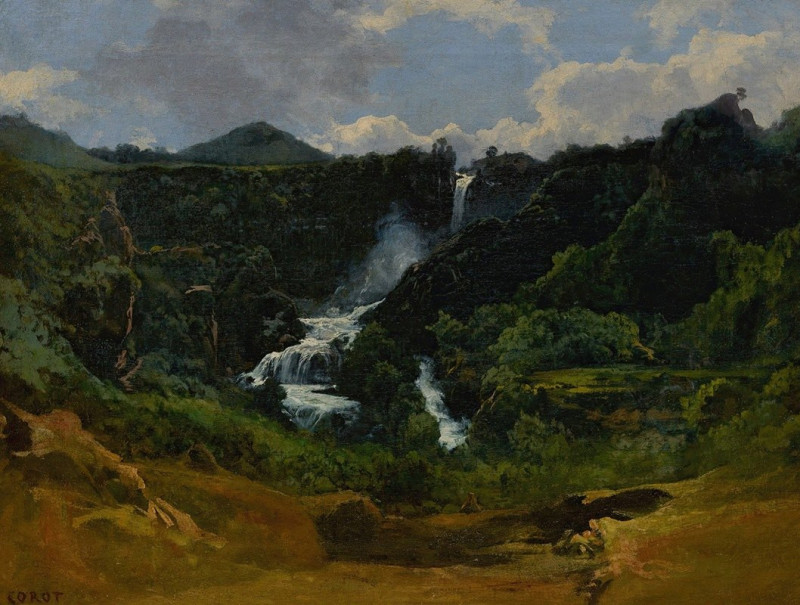 La Cascade de Terni reproduction of painting by Jean-Baptiste-Camille Corot. ALL GICLEE PRINTS