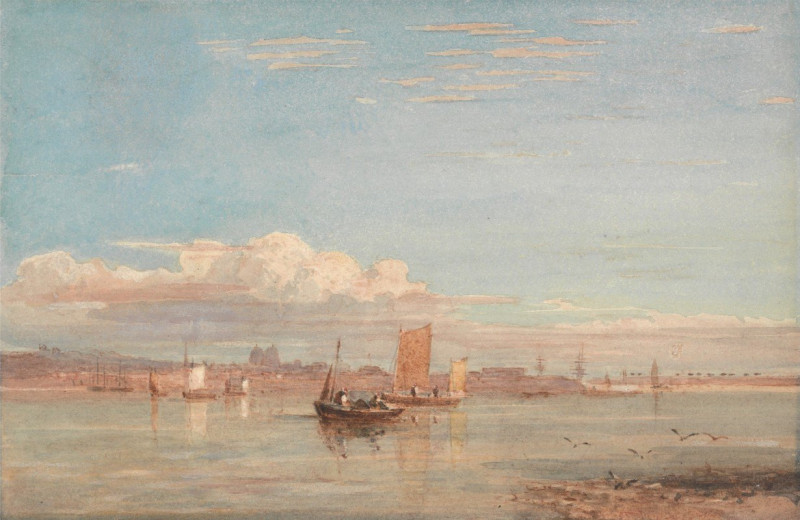 David Cox reprodukcija Greenwich Hospital from Woolwich Reach (1820s), VISOS REPRODUKCIJOS , paveikslai, reprodukcijos internetu