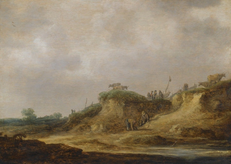 A Dune Landscape With Herdsmen Tending Their Cattle reproduction of painting by Jan van Goyen. ALL GICLEE PRINTS