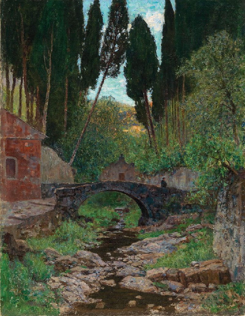 An Old Stone Bridge reproduction of painting by Alfred Zoff. ALL GICLEE PRINTS