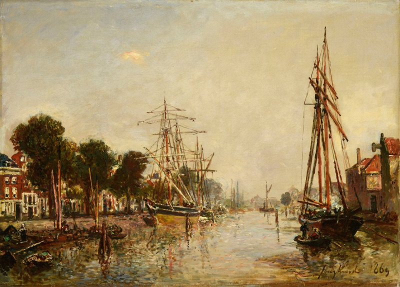 Canal en Hollande (1869) reproduction of painting by Johan Barthold Jongkind. ALL GICLEE PRINTS