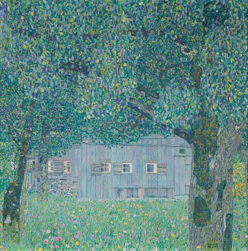 Bauernhaus in Buchberg (Oberösterreichisches Bauernhaus) (1911) reproduction of painting by Gustav Klimt. ALL GICLEE PRINTS