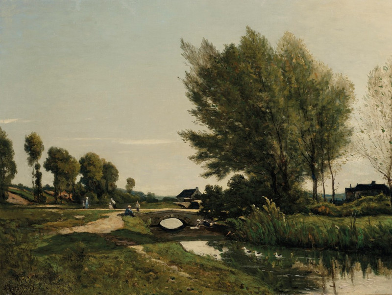 Une vue près de Saint-Privé (1884) reproduction of painting by Henri-Joseph Harpignies. ALL GICLEE PRINTS