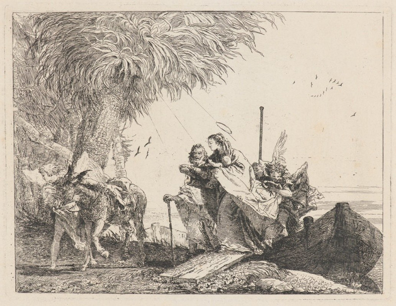 Giovanni Domenico Tiepolo reprodukcija The Holy Family Disembarking (1750–1753), VISOS REPRODUKCIJOS , paveikslai, reprodukci...