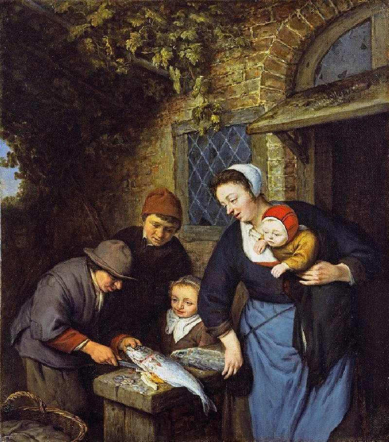 Buying Fish (1669) reproduction of painting by Adriaen van Ostade. ALL GICLEE PRINTS