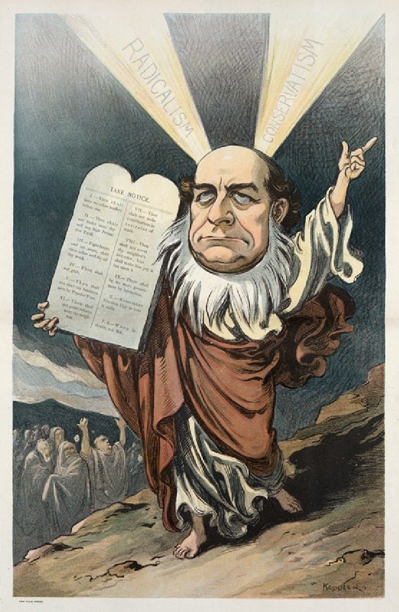 The Democratic Moses and his selfmade commandments (1906) reproduction of painting by Udo Keppler. ALL GICLEE PRINTS