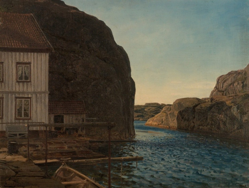 Olafsundet, Ny-Hellesund (1911) reproduction of painting by Amaldus Nielsen. ALL GICLEE PRINTS