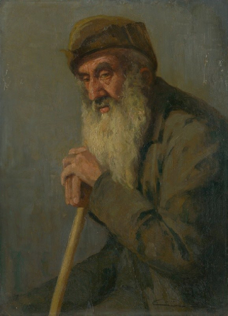 Study of a Seated Old Man (1890–1910) reproduction of painting by Ľudovít Čordák. ALL GICLEE PRINTS