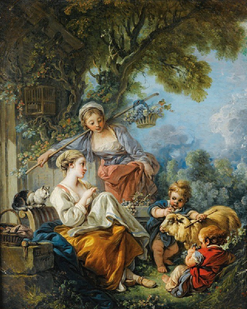 Pastoral Scene (1767) reproduction of painting by Francois Boucher. ALL GICLEE PRINTS