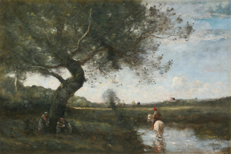 Le Ruisseau Au Cheval Blanc reproduction of painting by Jean-Baptiste-Camille Corot. ALL GICLEE PRINTS