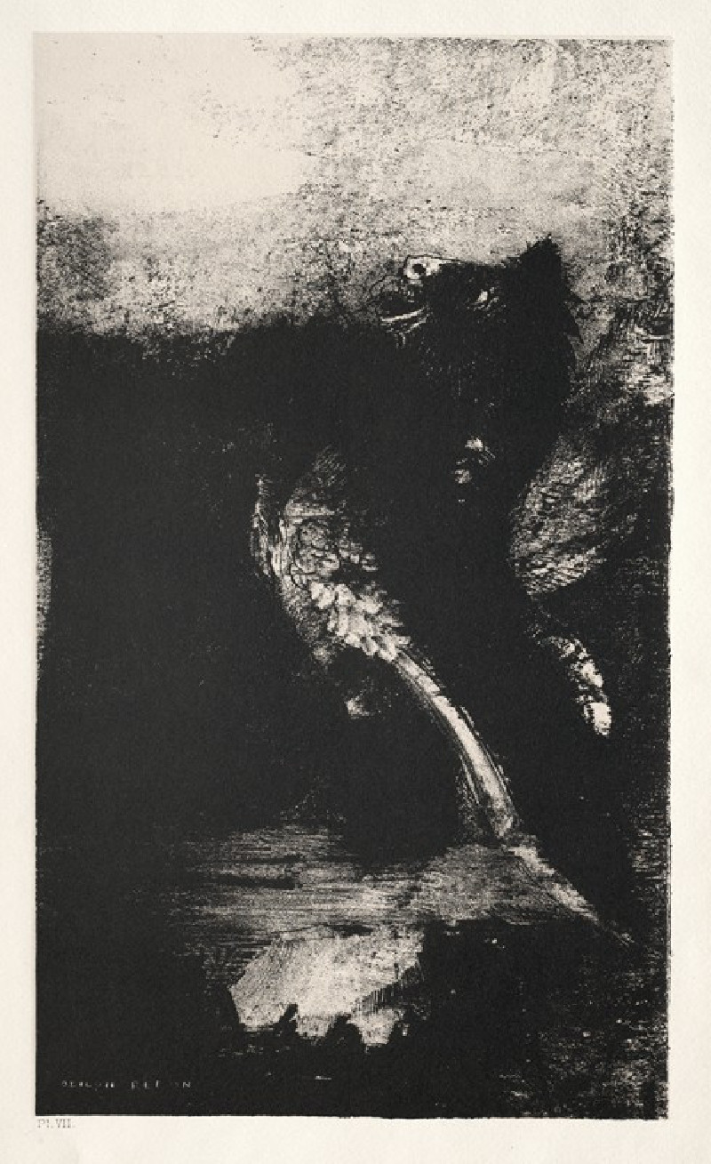 Odilon Redon reprodukcija The Chimera with Green Eyes Turns, Bays (1888), VISOS REPRODUKCIJOS , paveikslai, reprodukcijos int...