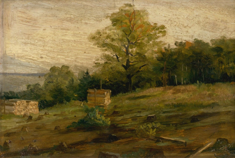 Landscape with Cords of Wood (1896) reproduction of painting by Ľudovít Čordák. ALL GICLEE PRINTS