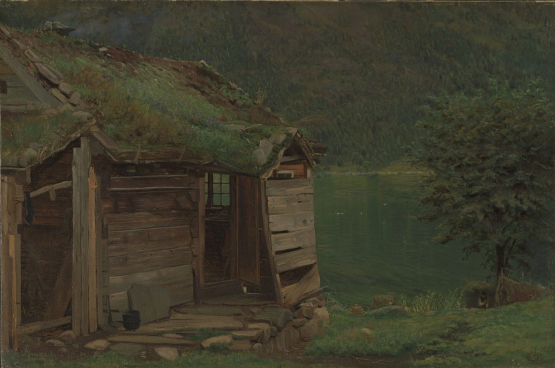 Amaldus Nielsen reprodukcija Farmhouse at Balestrand (1865), VISOS REPRODUKCIJOS , paveikslai, reprodukcijos internetu