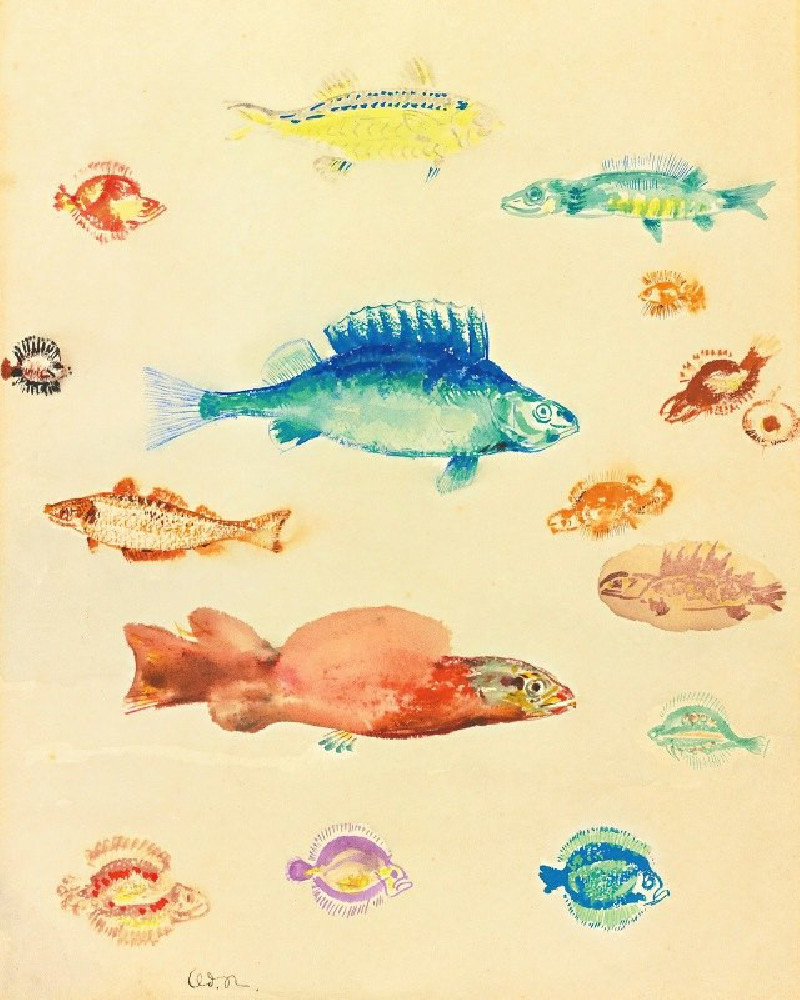 Poissons reproduction of painting by Odilon Redon. ALL GICLEE PRINTS