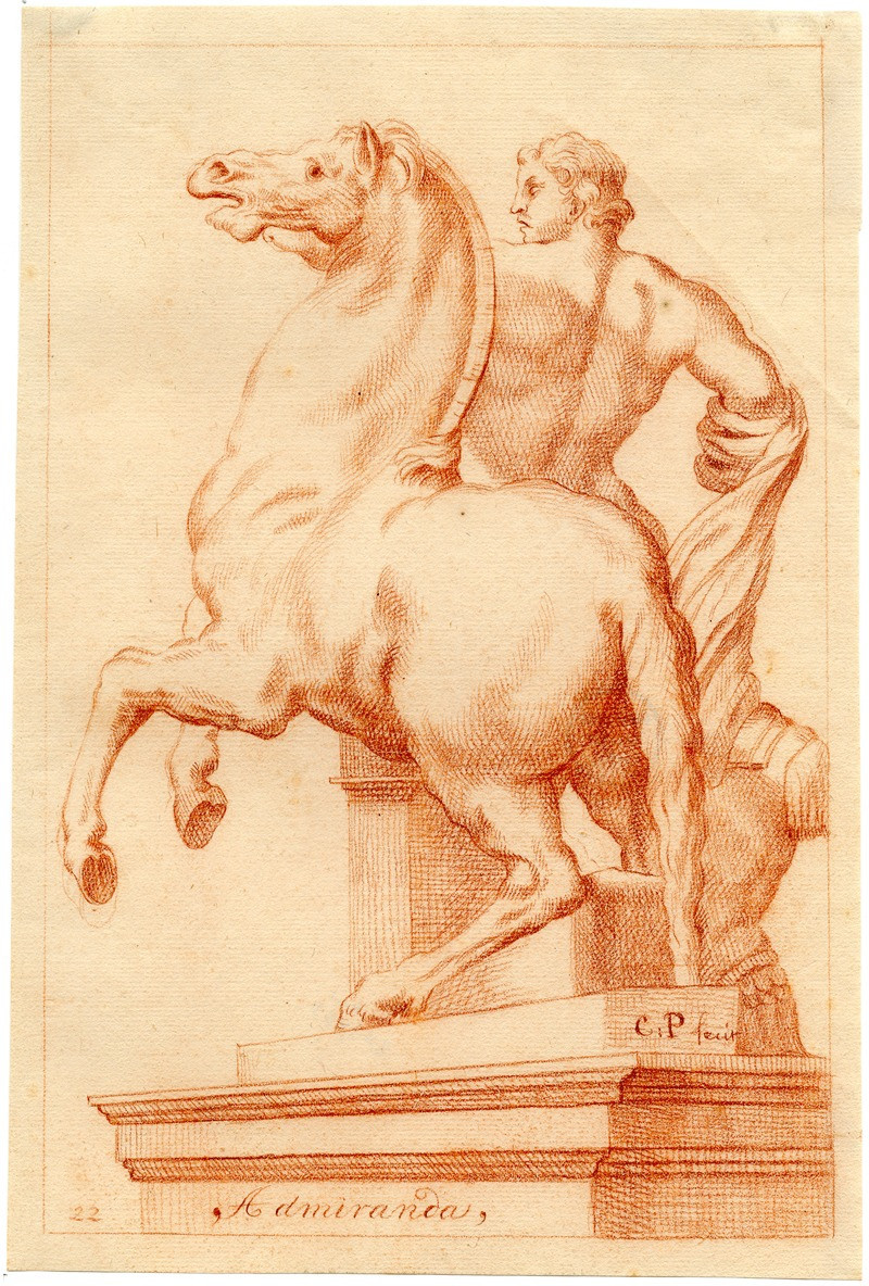 Beeld van een der Dioscuri met een paard reproduction of painting by Cornelis Pronk. ALL GICLEE PRINTS