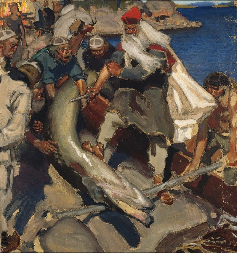 The Giant Pike (1904) reproduction of painting by Akseli Gallen-Kallela. ALL GICLEE PRINTS