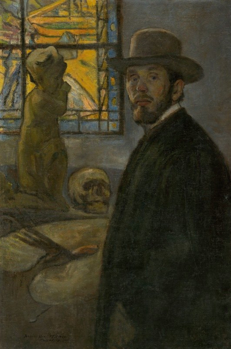 Self portrait (1919) reproduction of painting by Elemír Halász-Hradil. ALL GICLEE PRINTS