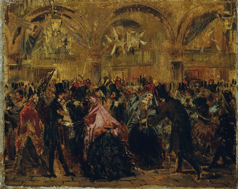 Karneval auf dem Markusplatz in Venedig (1873-1876) reproduction of painting by Anton Romako. ALL GICLEE PRINTS