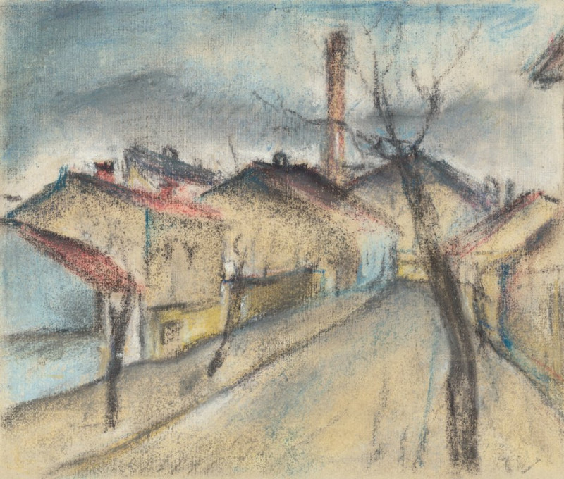 Ulica na periférií (1924–1927) reproduction of painting by Konštantín Bauer. ALL GICLEE PRINTS