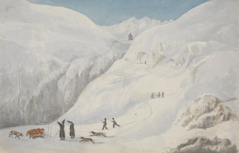 Mt. St. Bernard (Switzerland) (1816) reproduction of painting by Isaac Weld. ALL GICLEE PRINTS