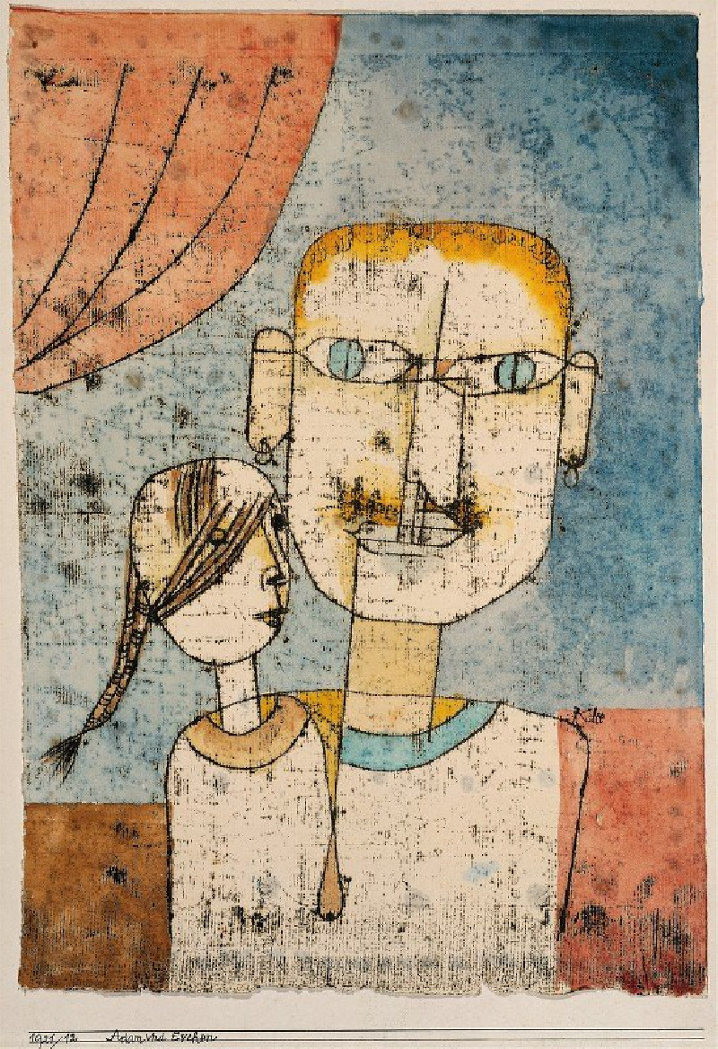 Adam and Little Eve (1921) reproduction of painting by Paul Klee. ALL GICLEE PRINTS