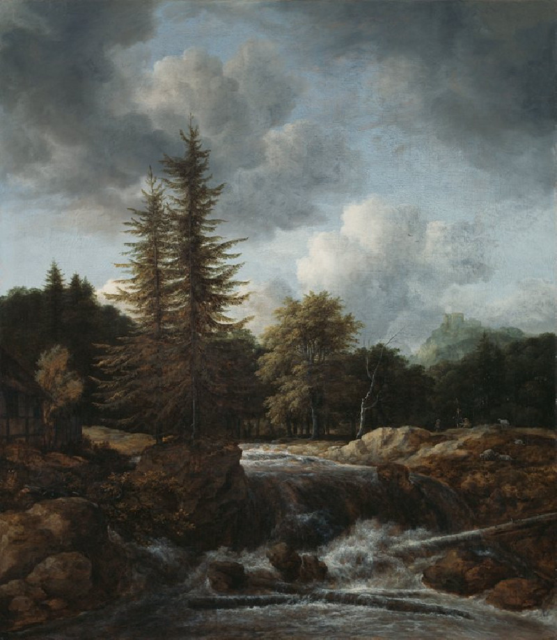 Landscape with Waterfall (between circa 1660 and circa 1670) reproduction of painting by Jacob van Ruisdael. ALL GICLEE PRINTS