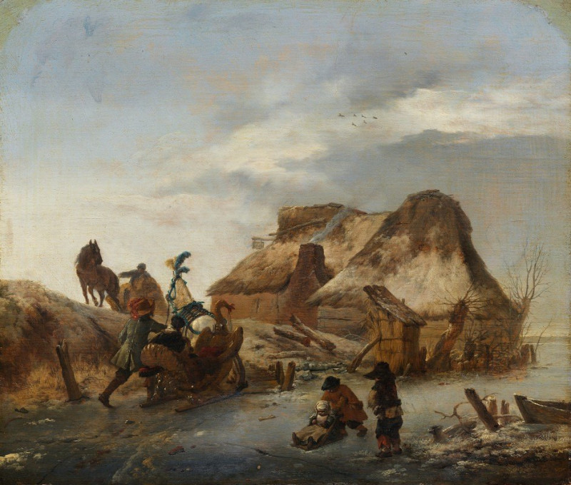 A Nobleman’s Sleigh on the Ice (from circa 1646 until 1646) reproduction of painting by Philips Wouwerman. ALL GICLEE PRINTS