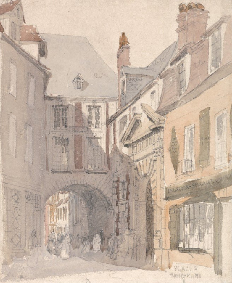 Place St. Barthélemy, Rouen (1829) reproduction of painting by David Cox. ALL GICLEE PRINTS