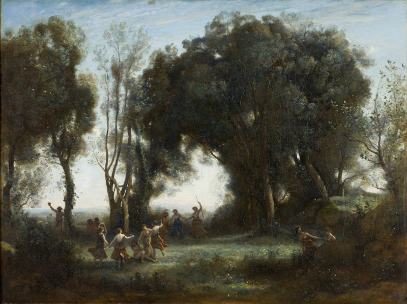 Jean-Baptiste-Camille Corot reprodukcija A Morning. The Dance of the Nymphs (circa 1850), VISOS REPRODUKCIJOS , paveikslai, r...