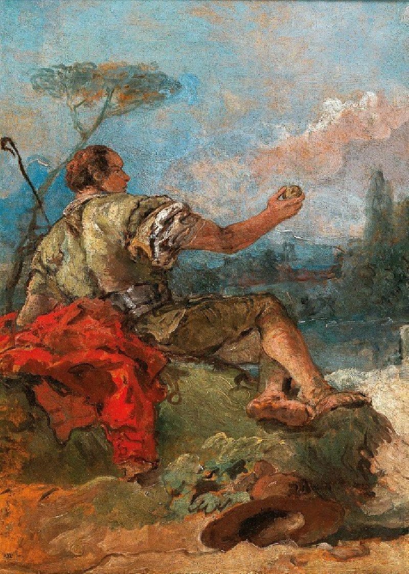 Giovanni Domenico Tiepolo reprodukcija Paris holding an apple, VISOS REPRODUKCIJOS , paveikslai, reprodukcijos internetu