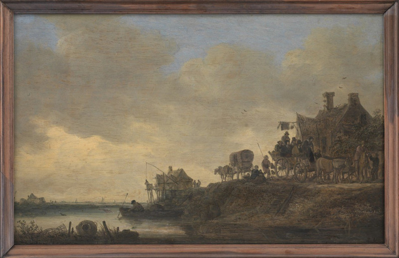 River Scene with the ‘Swan’ Tavern (1646) reproduction of painting by Jan van Goyen. ALL GICLEE PRINTS