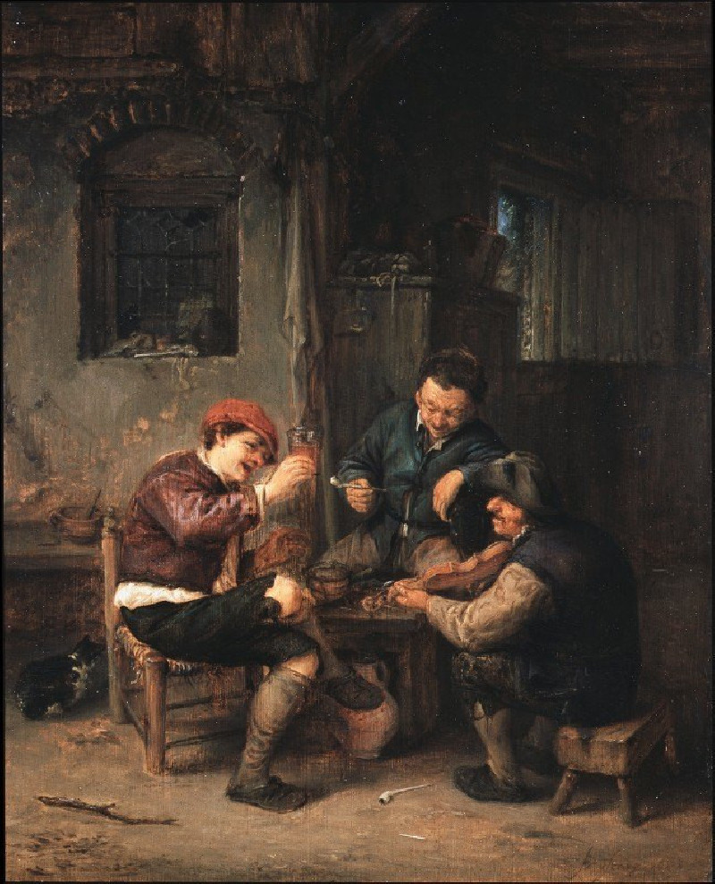 Three Peasants at an Inn reproduction of painting by Adriaen van Ostade. ALL GICLEE PRINTS