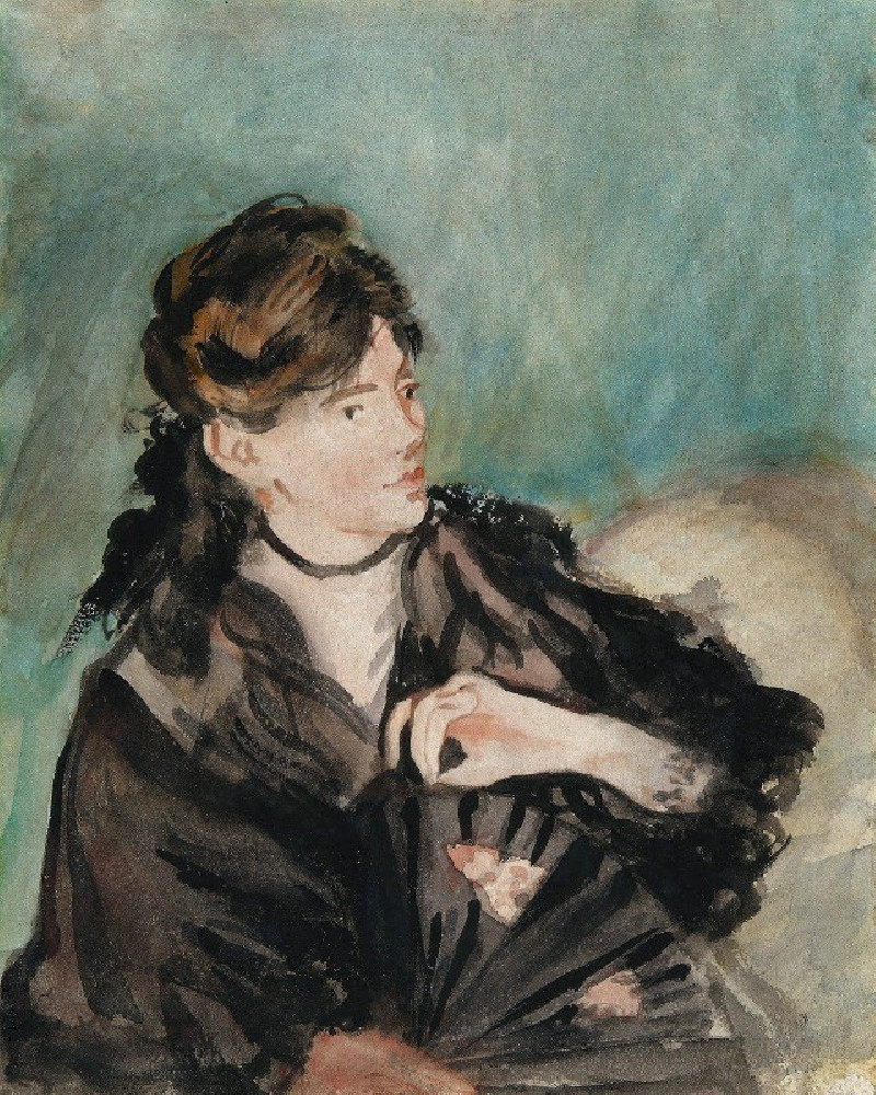 Portrait of Berthe Morisot with a Fan (1874) reproduction of painting by Edouard Manet. ALL GICLEE PRINTS